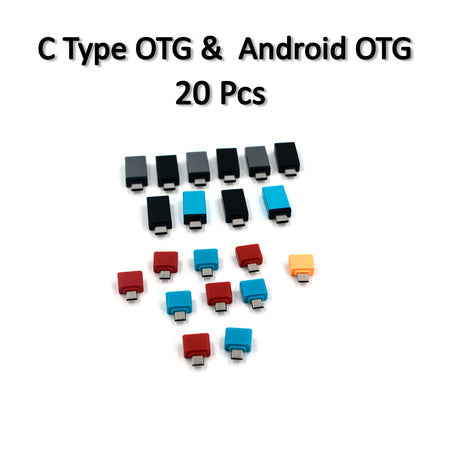 Type-C & Micro USB OTG Adapter Combo – Fast Charging & Data Sync, Pack of 20