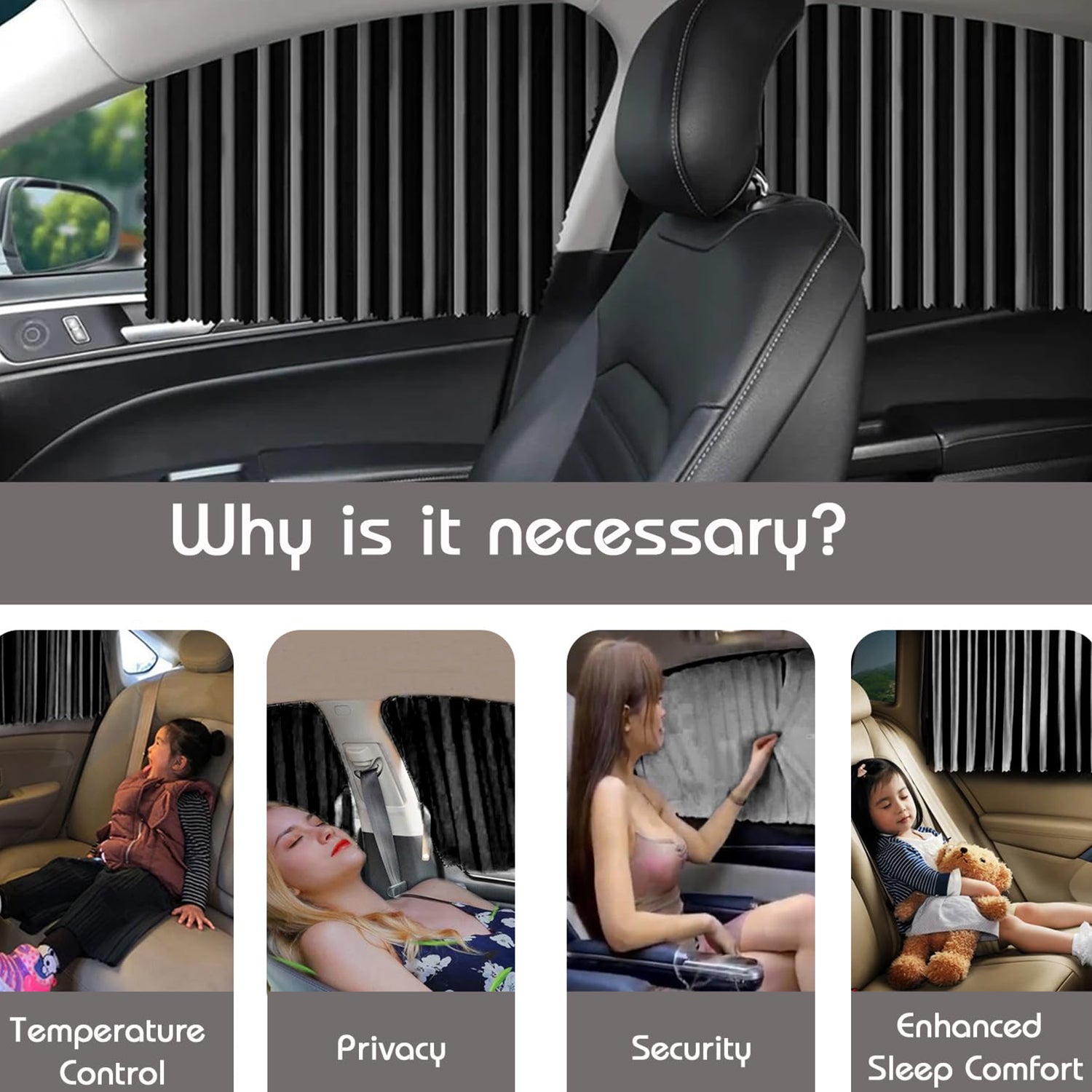 Car Window Curtain Sun Shade – Magnetic Privacy Curtain, Heat & UV Protection Set