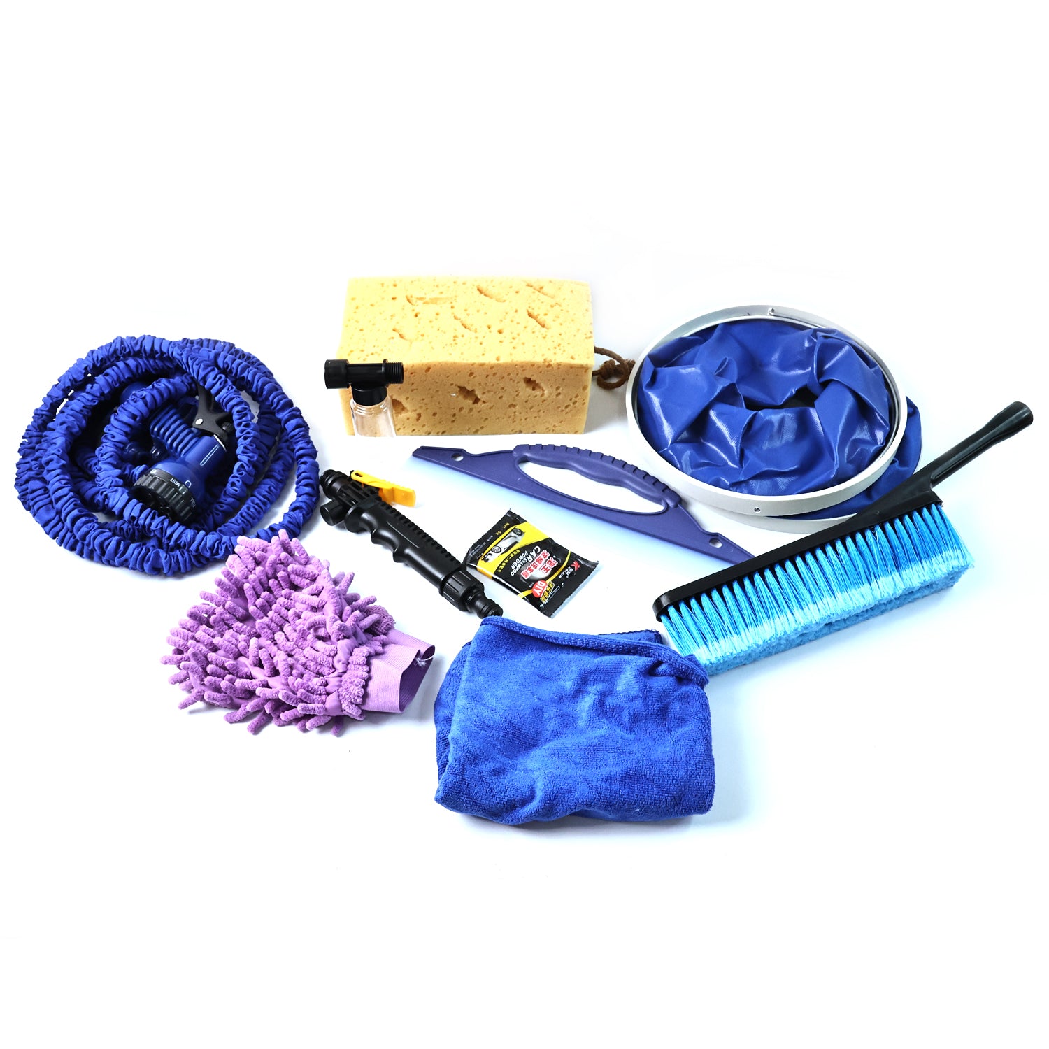 Premium 9 in 1 Car Washing Kit – Auto Cleaning Set with Hose, Brush, Sponge & Bucket