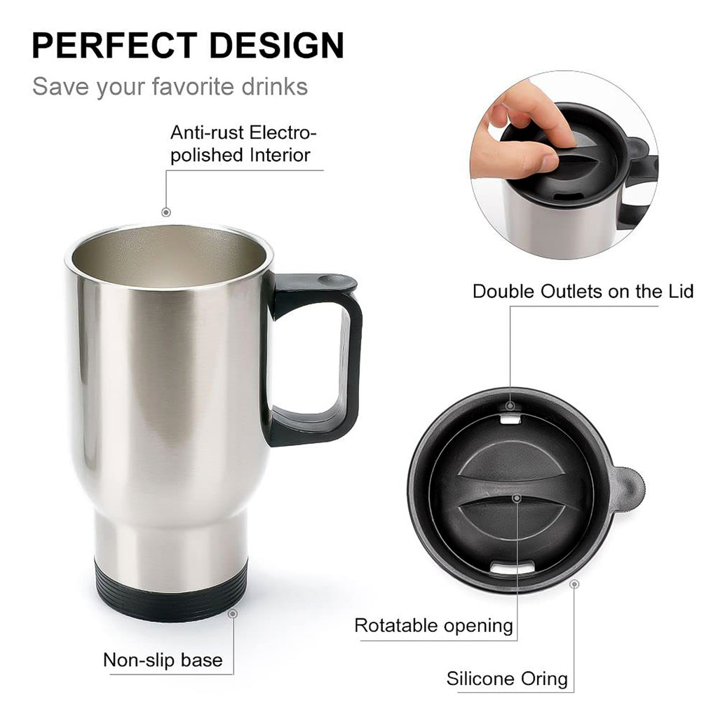 Stainless Steel Vacuum Glass Insulated Glass Coffee Cups (With Lid Handle 1 Pc)