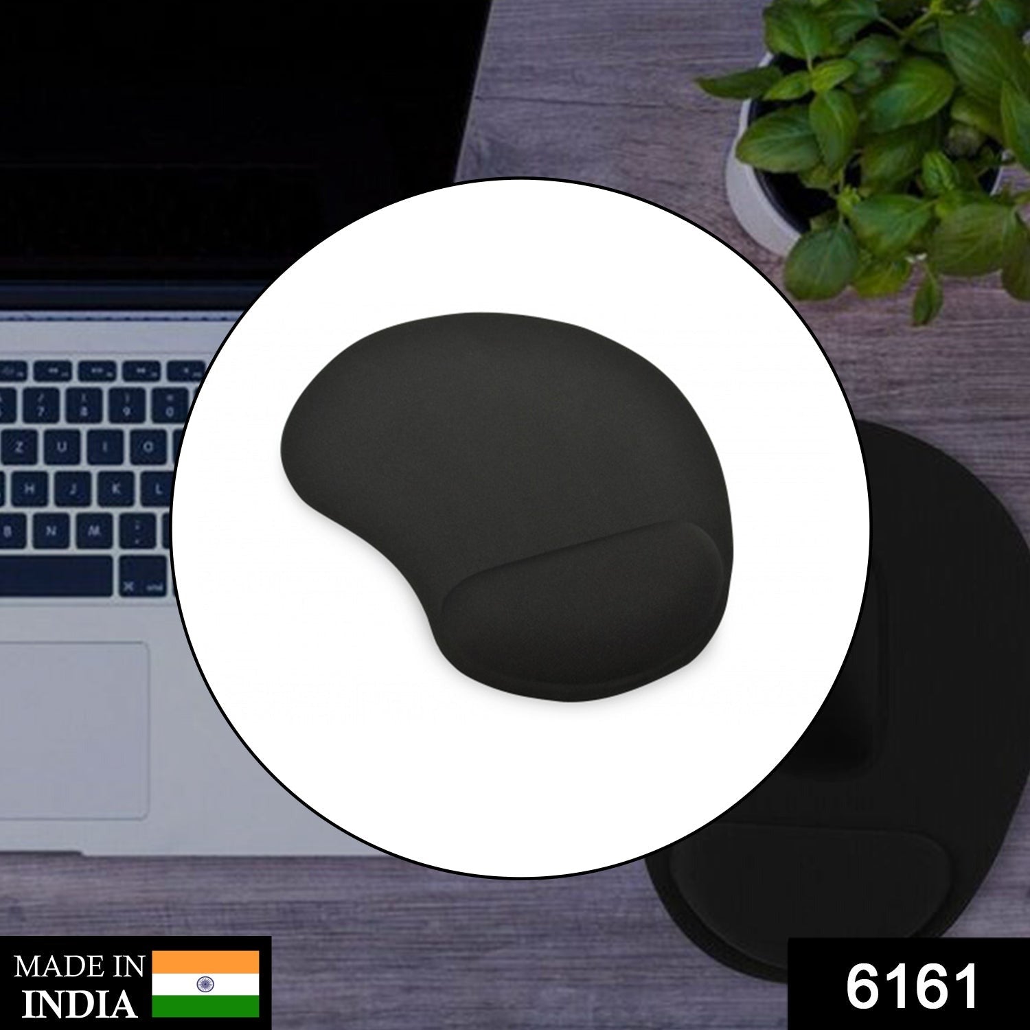 Non-Slip Soft Memory Foam Mouse Pad for Laptop & PC (Black)