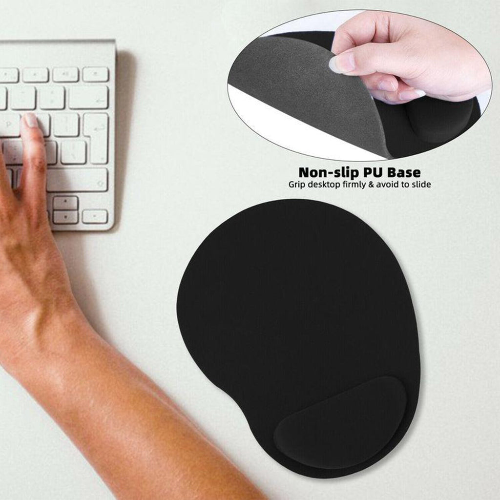 Non-Slip Soft Memory Foam Mouse Pad for Laptop & PC (Black)