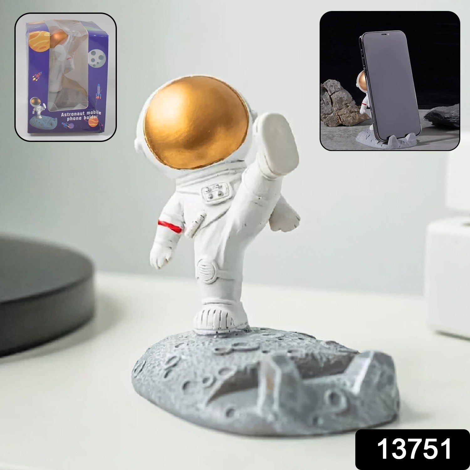 Astronaut Phone Stand – 3D Resin Mobile Holder for Desk & Car Dashboard (1 Pc)