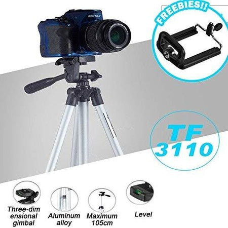 Foldable Camera Tripod Stand 41" - Universal Phone Clip Holder