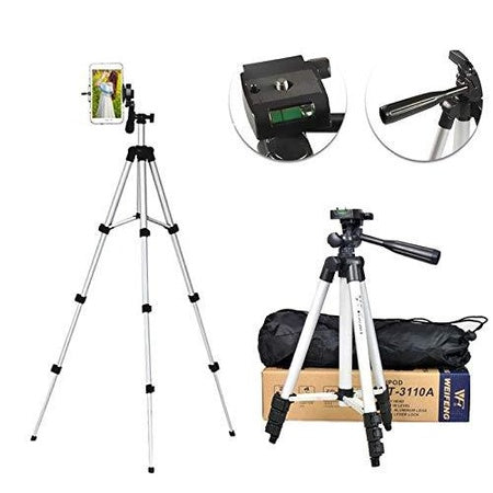 Foldable Camera Tripod Stand 41" - Universal Phone Clip Holder