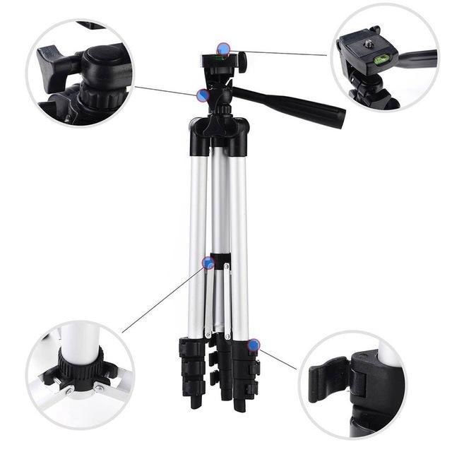 Foldable Camera Tripod Stand 41" - Universal Phone Clip Holder