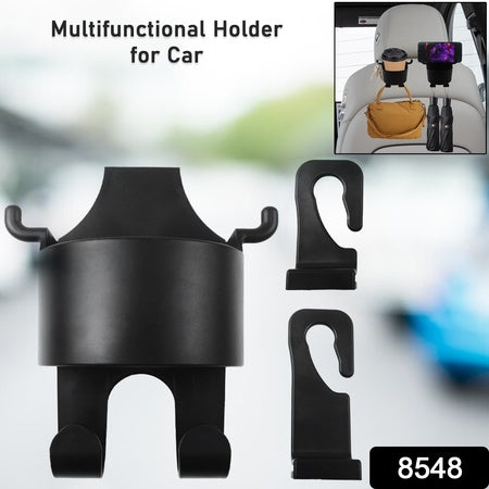 3 in 1 Car Headrest Organizer – Cup Holder & Phone Stand, Backseat Hook Hanger