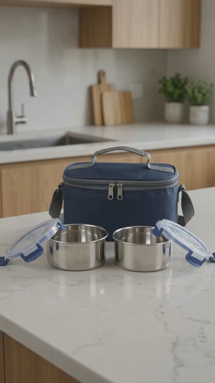 Ganesh Neo Twin 300 Stainless Steel Lunch Box Set (1 Set)