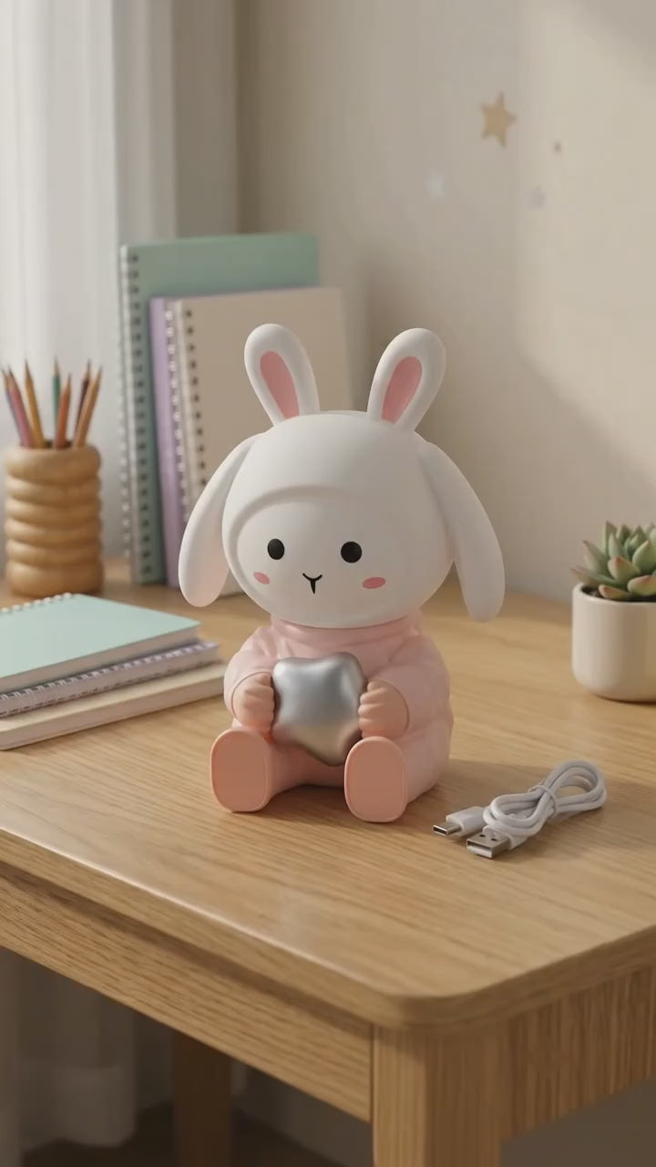Rabbit Led Night Light With Mobile Phone Stand For Bedroom And Study Table (1 Pc)