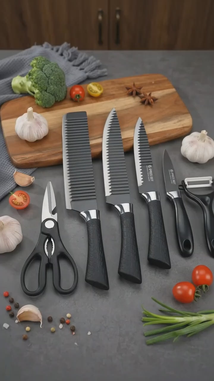 Stainless Steel Knife Set With Chef Peeler And Scissor (6 Pieces)